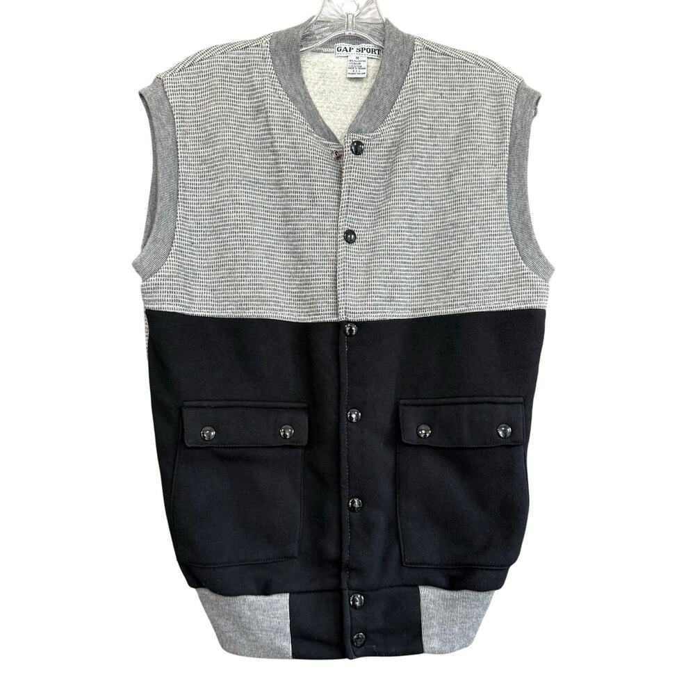 Vintage GAP Sport Fleece Vest Gray & Black Colorblock Normcore Women's Size‎ M